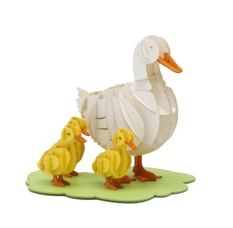 3D-Modell, Gänse-Familie, Spezialkarton, gelasert