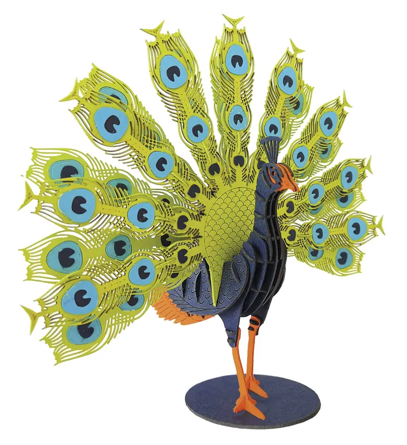3D-Modell, Pfau, Spezialkarton, gelasert