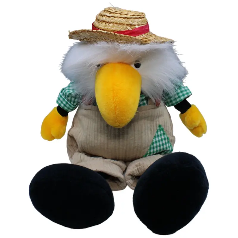 Adler mit Strohhut und Latzhose