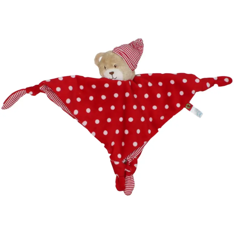 BabyGlück, Teddybär mit Schlafmütze rot-weiß gepunktet