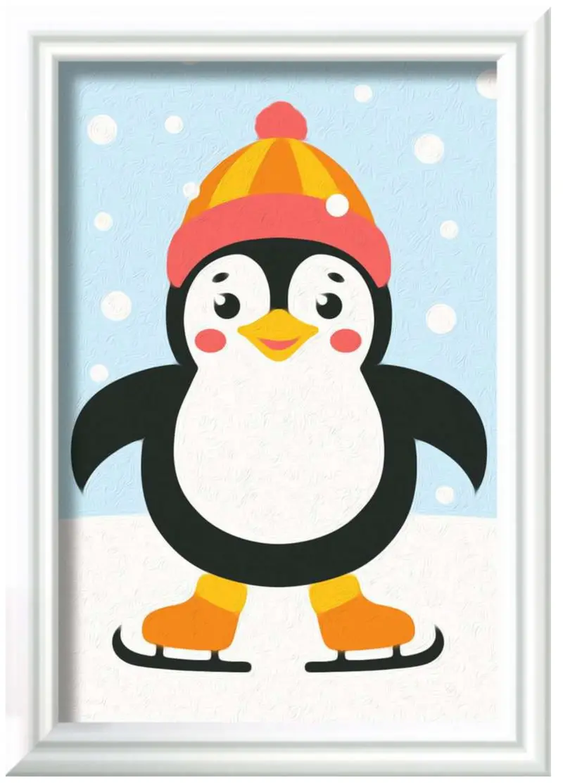 CreArt, Malen nach Zahlen Kinder - Pinguin im Schnee