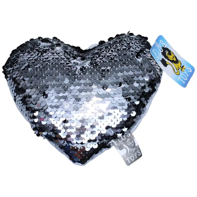 Flos Toys, Kleines Herz mit Pailletten silber-schwarz