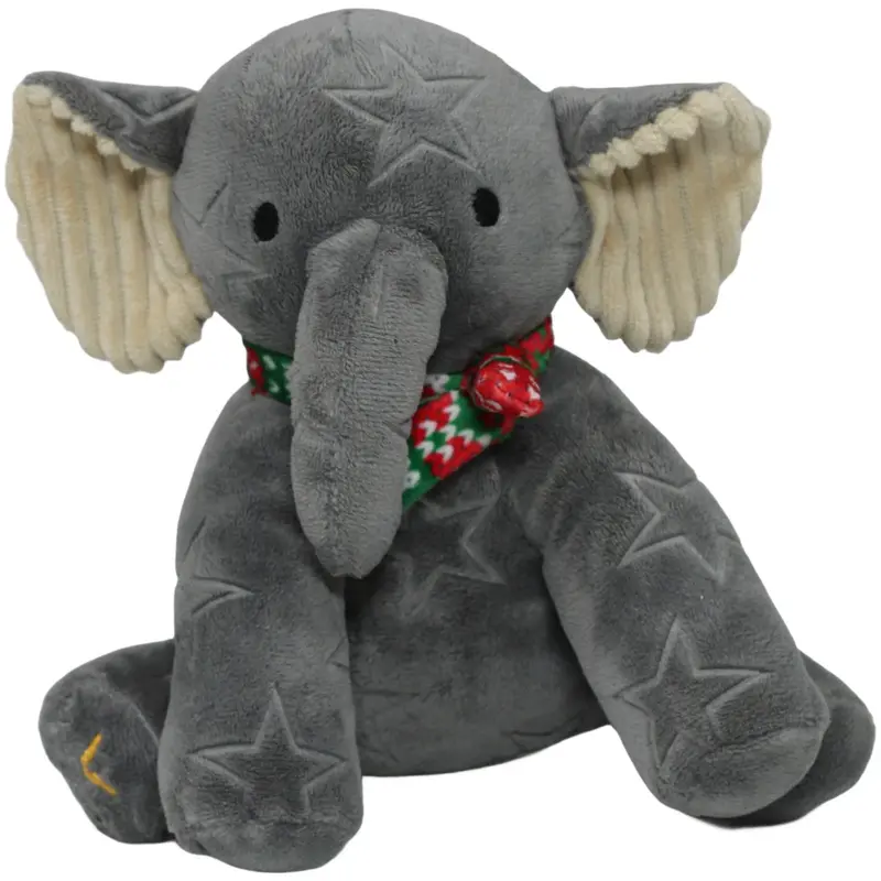 Kleiner Elefant mit Sternen und Schal, sitzend