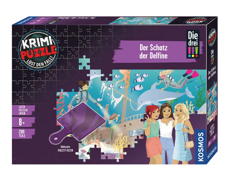 Krimipuzzle Die drei !!! - Der Schatz der Delfine (200 Teile)