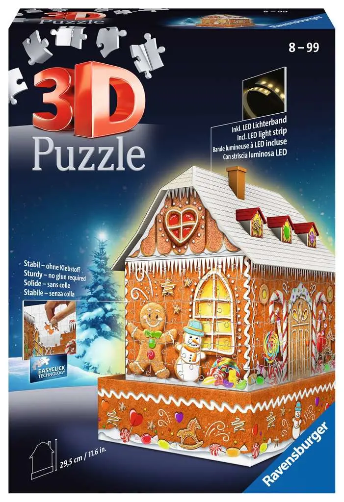 Lebkuchenhaus bei Nacht ⎮ 3D Puzzle