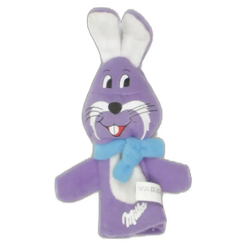 Lila Milka Hase mit blauem Schal