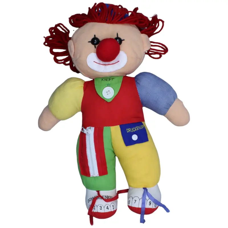 Patchwork-Motorik-Clown, bunt