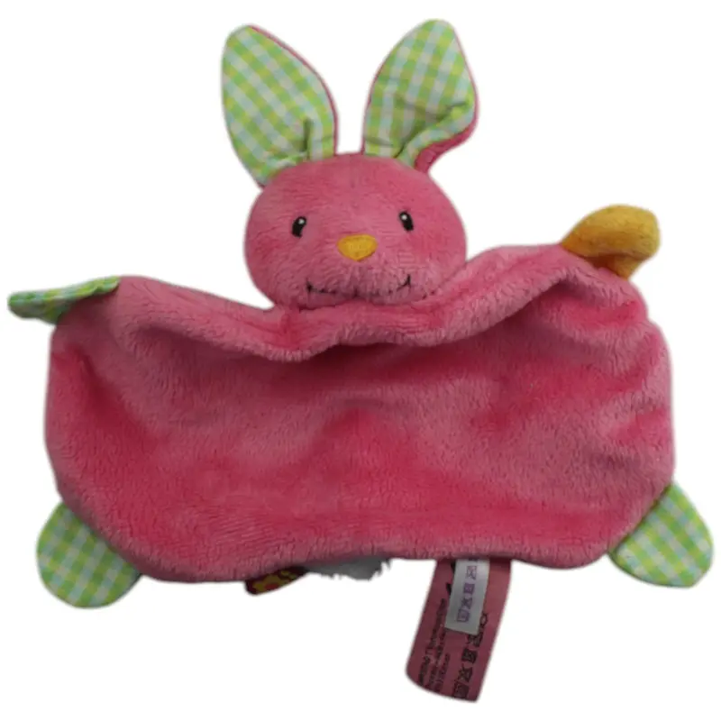 Pinker Hase mit grün-karierten Ohren