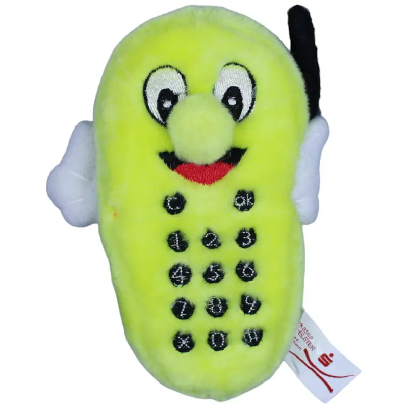 Plüsch-Handy mit Gesicht, gelb