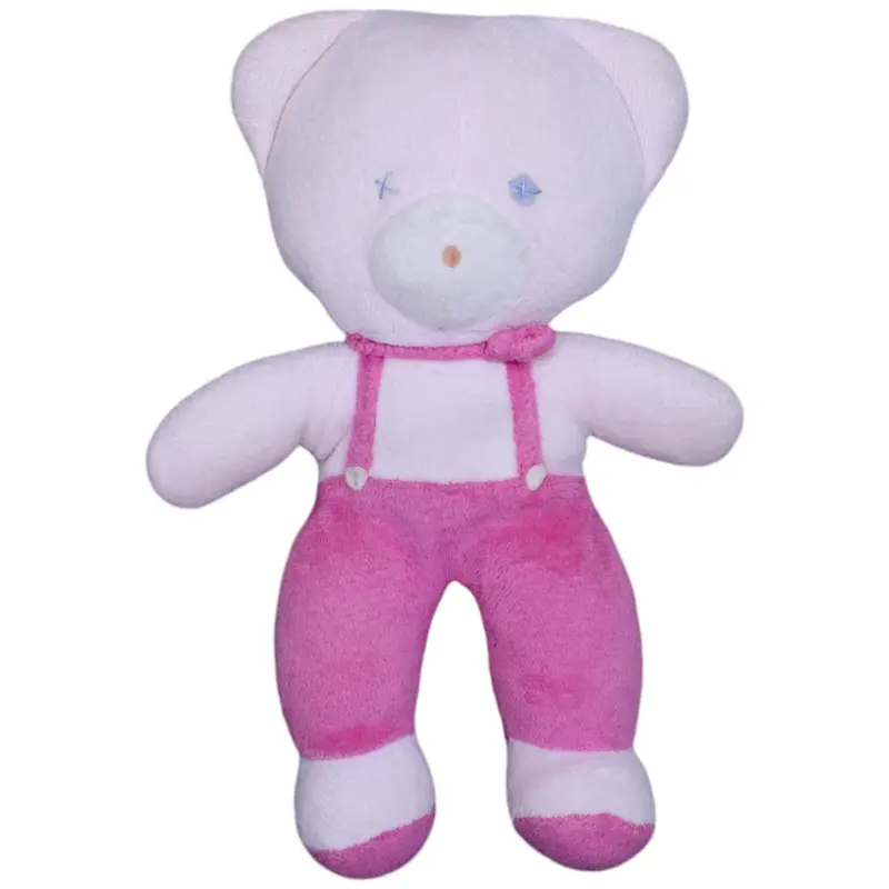 Rosa Teddybär mit Latzhose