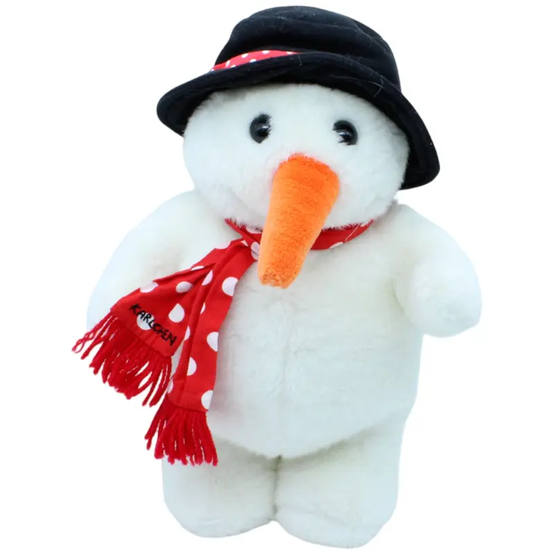 Schneemann Karlchen mit Hut und rotem Schal