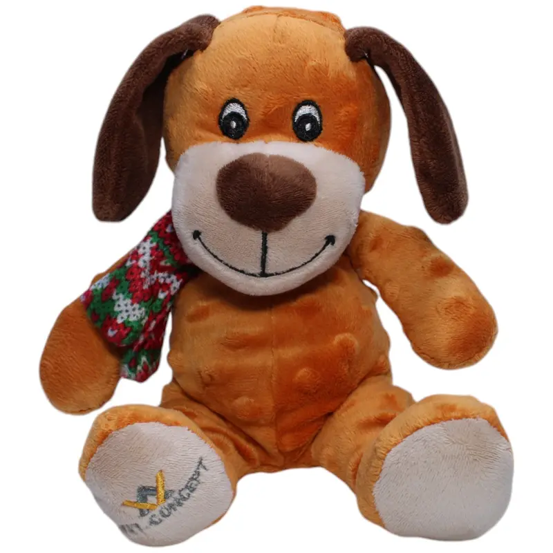 Sitzender Hund mit Schal, orange