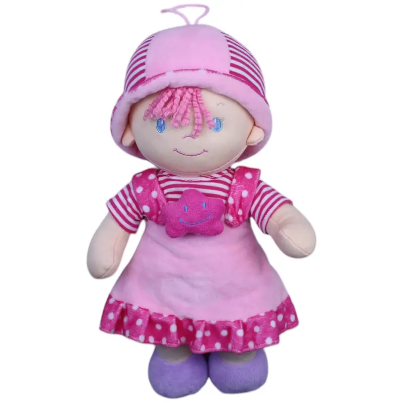 Stoffpuppe mit Sternen-Kleid, rosa