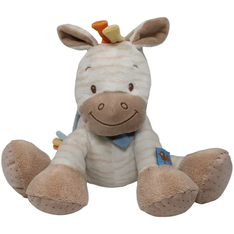 Süßes Zebra mit bunter Mähne, weiß-beige