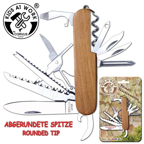 Taschenmesser Holzgriff Natur 03 mit abgerundeter Spitze