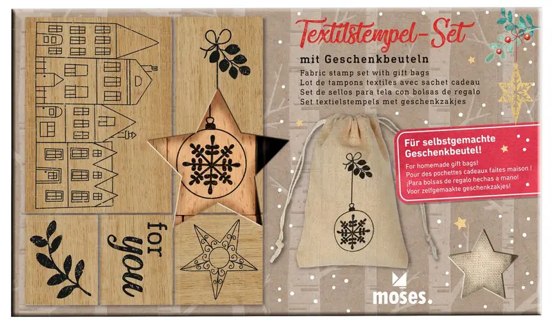 Textilstempel-Set mit Geschenkbeuteln