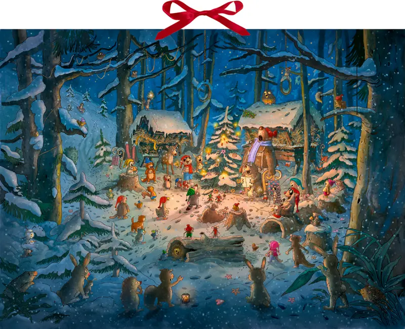 Tierischer Chor im Winterwald, Wand-Adventskalender