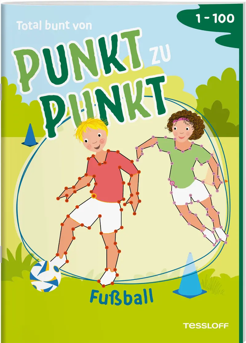 Total bunt von Punkt zu Punkt. Fußball. Von 1 bis 100