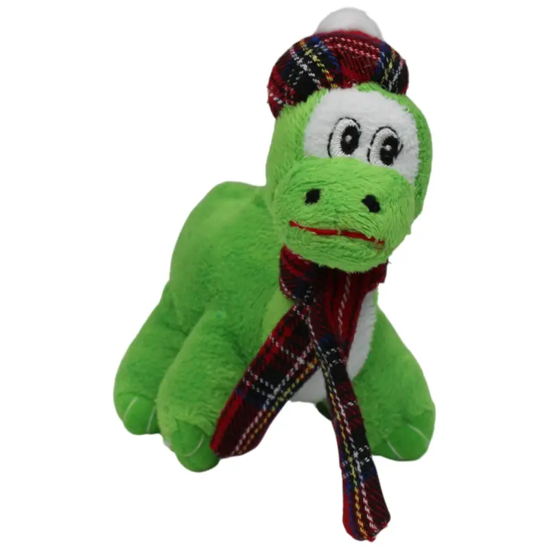 Ungeheuer von Loch Ness in Mütze und Schal mit Schottenkaro