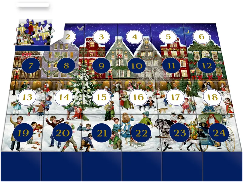Winterabend in der Stadt, Puzzle-Adventskalender