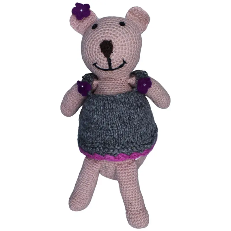 XL Teddybär aus Schafswolle, gehäkelt