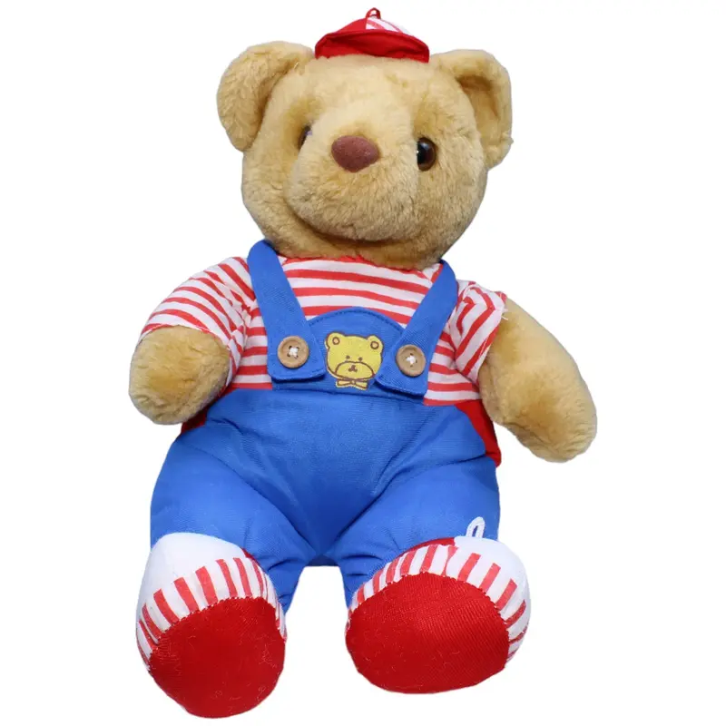 XL Teddybär mit blauer Latzhose