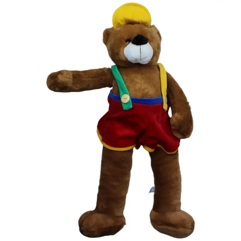 XXL Bär mit langen Beinen, bunter Latze & Kappe