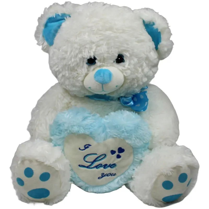 XXL Teddy mit Herz "I Love you", weiß-blau