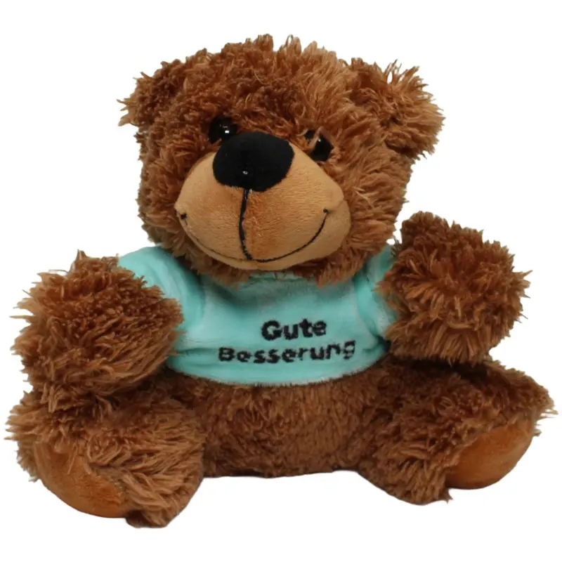 Zotteliger Teddy mit Shirt "Gute Besserung"